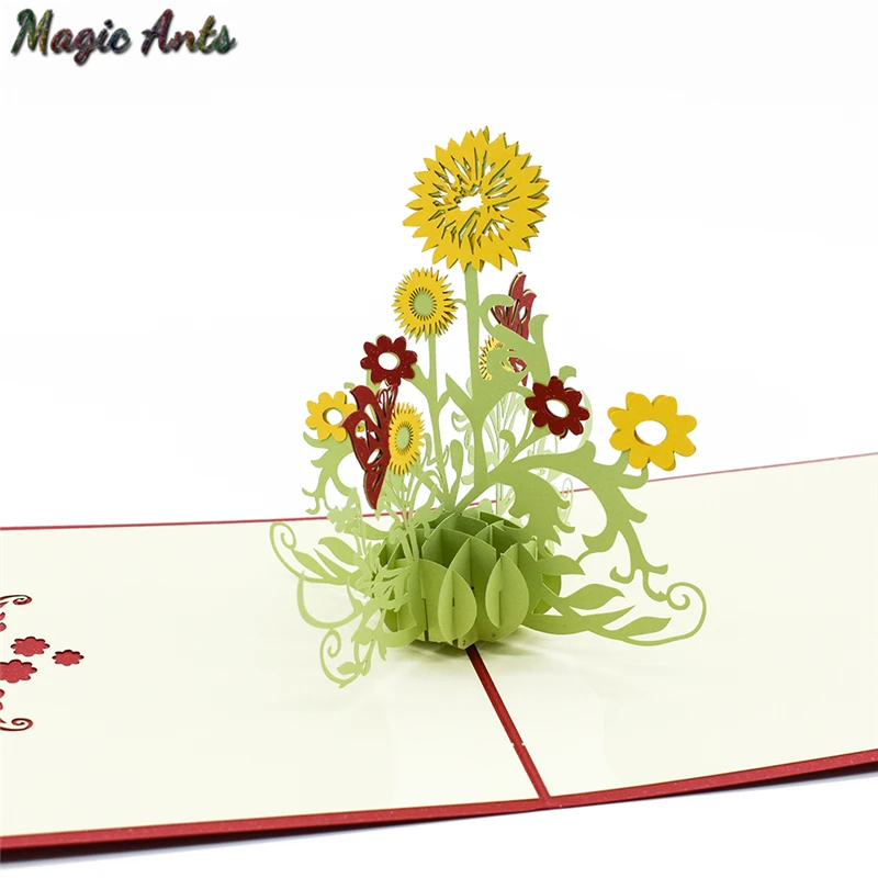  Sunflower 3D Pop UP Card Birthday Gift with envelope sticker laser cut invitation Greeting Card pos - 32876252005