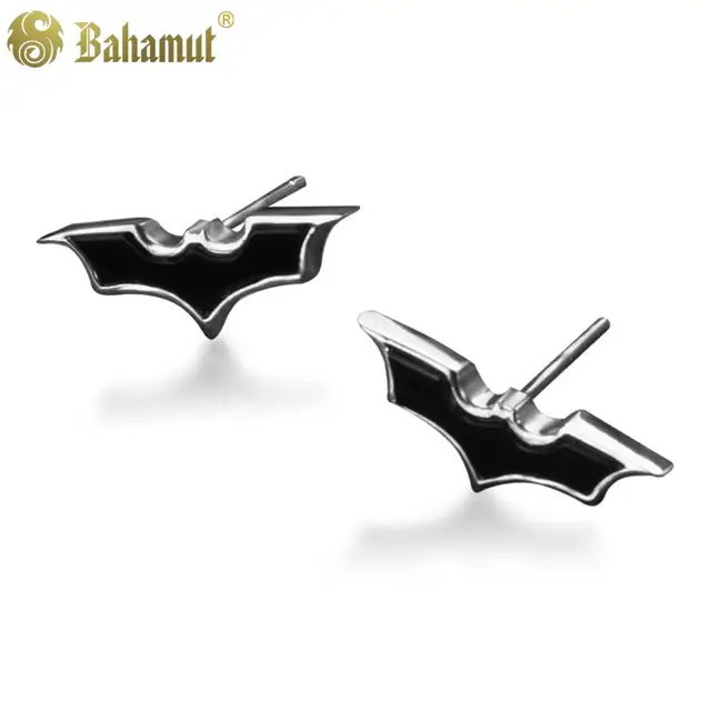 Bahamut 925 Real Silver Batman Knight Stud Earring Male Men's Jewelry