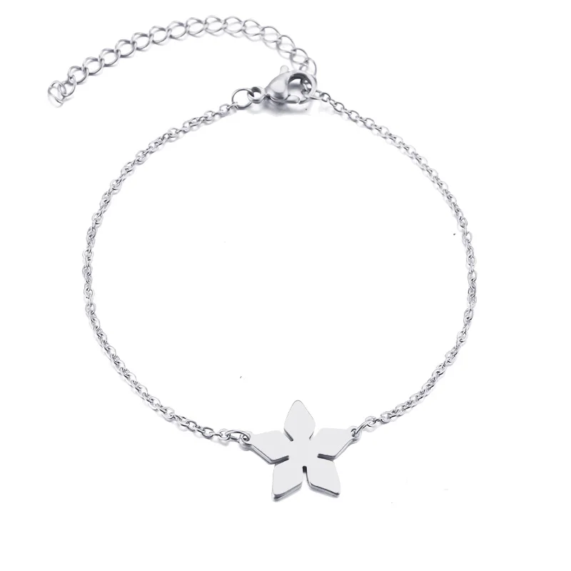 CACANA Stainless Steel Bracelet For Women Man Pentagon Flower Gold And Silver Color Pulseira Feminina Lover's Engagement Jewelry