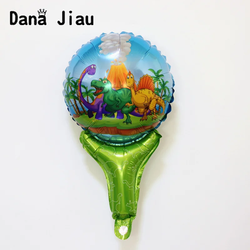 Мини мультфильм Динозавр фольги Воздушные шары ручной светильник с колокольчиком вечеринка для мальчика день рождение декоративные шары детская игрушка животное на тему зоопарка мяч