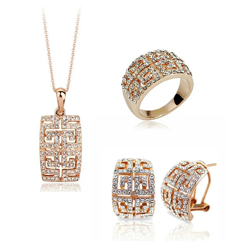 

2020 New Design Hot Sale gold-color Austria Crystal Jewelry Set For Women