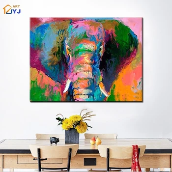 

Colored Elephant Picture for Living Room Hand painted Modern Abstract Oil Painting On Canvas Wall Art Decor Gift No Frame SL142