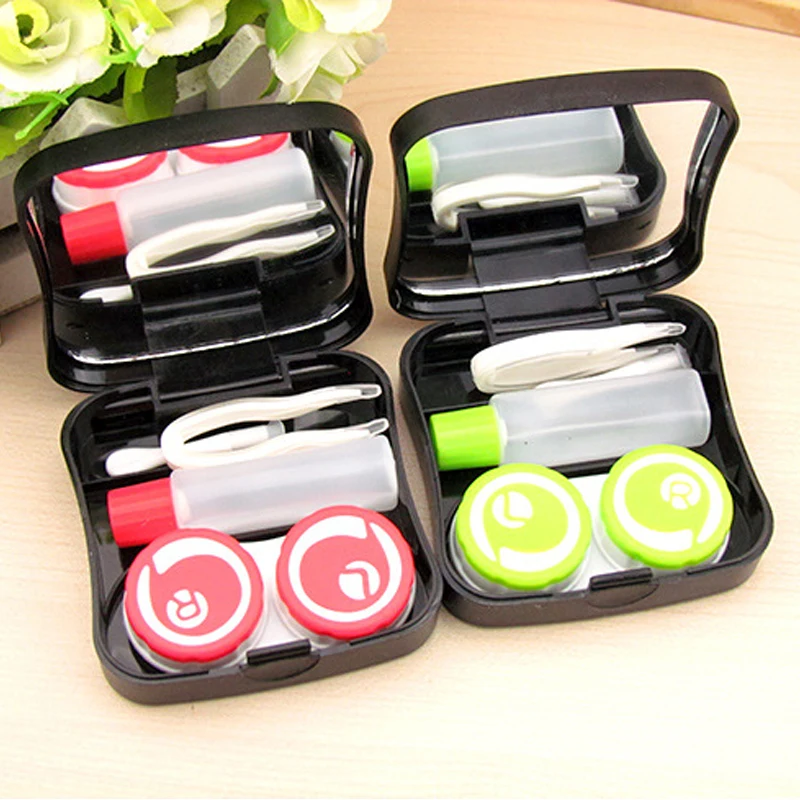 Hotting Sale Symbols Portable Holder Contact Lens Case with Mirror Lenses Box for Travel Container