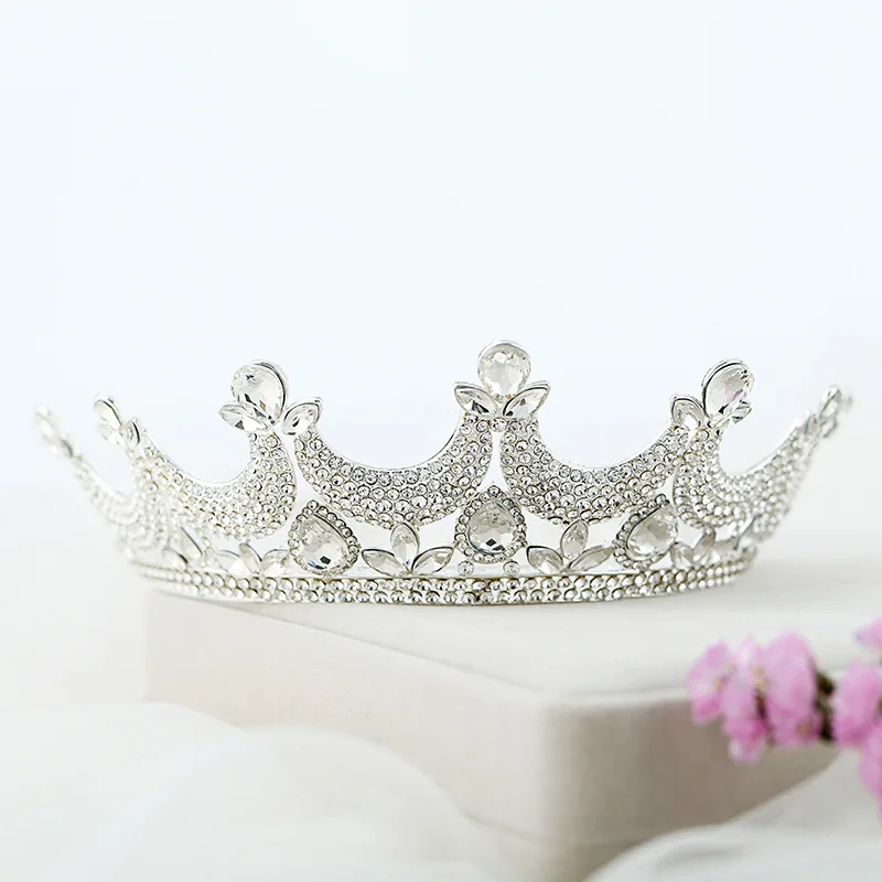 

New Silver Princess Crown Fashion Handmade Baroque Wedding Bridal Hair Accessories Rhinestone Accessories Head Ornaments