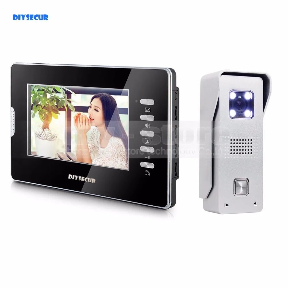

DIYSECUR Video Door Phone Intercom System 7" Color LCD Monitor 700TVL CMOS Camera 1 v 1