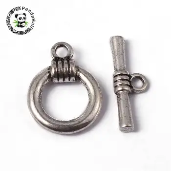 

Tibetan Silver Toggle Clasps, Lead Free and Cadmium Free, Round, Antique Silver Color, Toggle: about 14mm wide, 18.5mm long