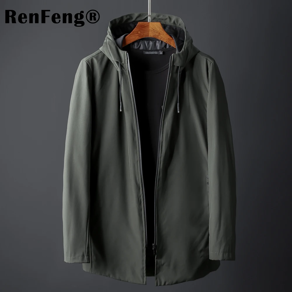 2018 Short trench coat men brand-clothing casual hooded mens overcoat quality Pockets windbreaker male coat black armygreen gray (5)