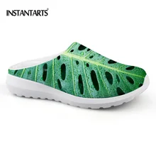 Instantarts Для Мужчин's Повседневное сетки Сандалии для девочек 3D зеленые растения печатных дышащая скольжения на Для мужчин Шлёпанцы для женщин Лоферы для женщин мужские пляжные водонепроницаемая обувь человек