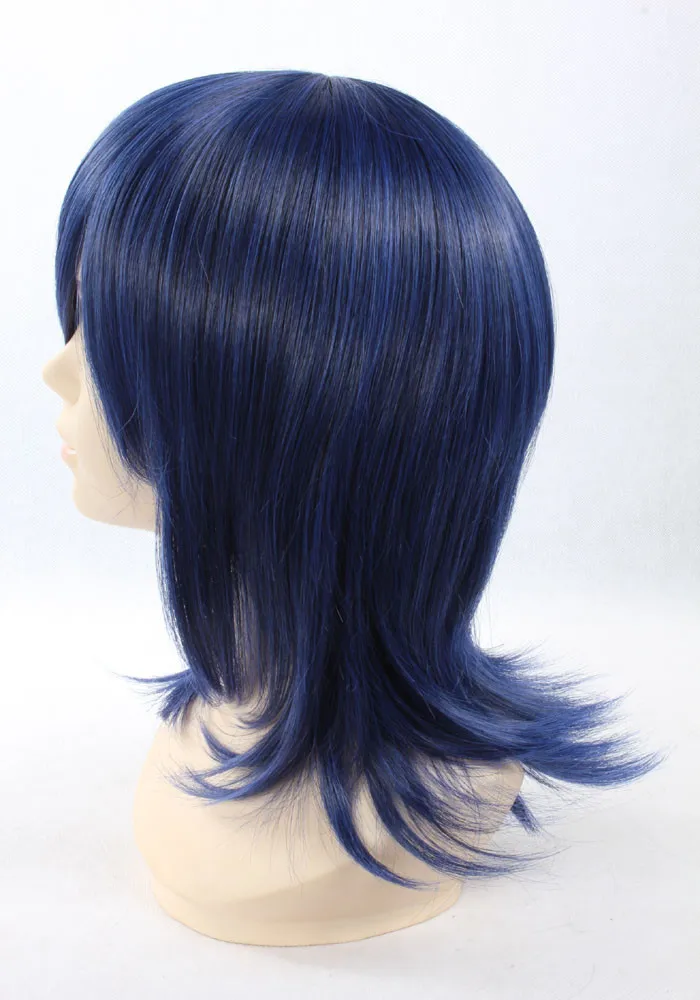 Free Shipping Fashion costume Hair 40cm short dark blue straight Synthetic makeup Anime simon Mashiro cosplay wig-2