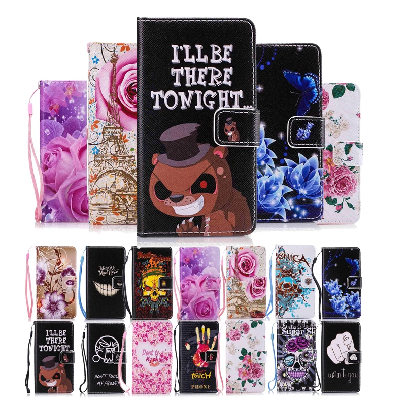 

Luxury Leather Soft Flip PU Cover For iPhone X 10 Ten 8 7 6 6S S Plus 5 5S SE Case Wallet Floral Colorful Phone Protector Coque