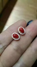 natural red coral stud earrings s925 silver natural gemstone stone earrings round for women party fine round Earrings jewelry