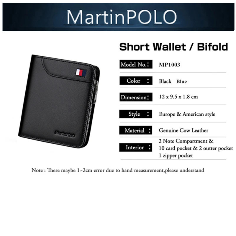 MartinPOLO мужской кошелек из натуральной кожи, кошельки для водительских прав, кожаный кошелек для монет, дизайнерский держатель для карт, денег, доллара MP1003