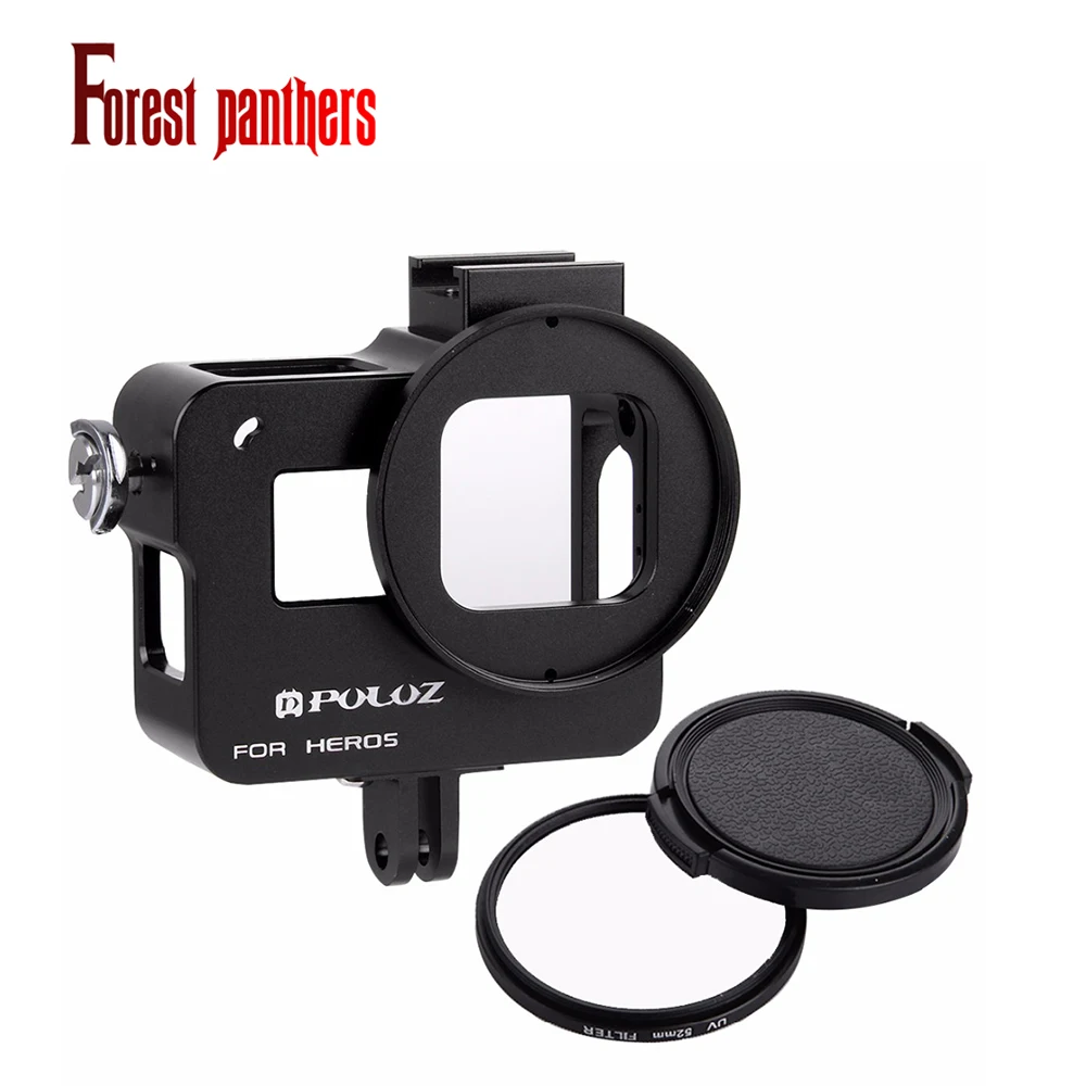 PULUZ for Go Pro Accessories Housing Shell CNC Aluminum Alloy Protective Cage Hard case with 52mm UV Lens GoPro HERO5 HERO 5 | Электроника