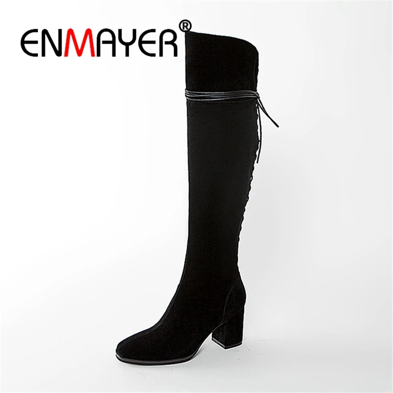 Carré Enmayer Black Cr735 Genou Bottes 34 Orteil 39 Haute Talons Mince Cuisse Hauts Le Taille Épais yellow Croix Sur Femmes rwUrqnO1xf