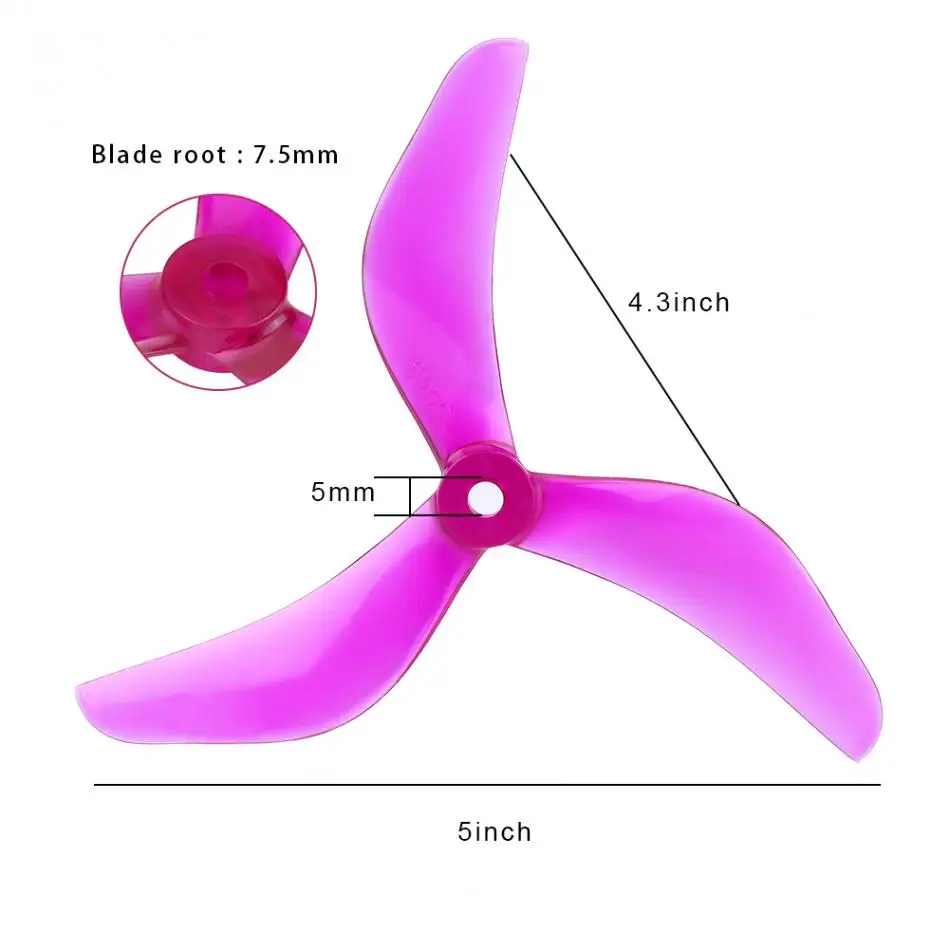 4 пары 5043 пропеллер 5x" 3 лезвиями по часовой стрелке против часовой стрелки Tri-Лезвие CW/CCW для небольшой гоночный Дрон с видом от первого лица квадракоптер qav 210 230 250 330 рамки