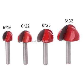 

4PCS/SET 6MM Shank Solid Carbide Round Nose Bits Cove Core Box Router Bit Shaker Cutter for Woodworking CNC Engraving Tools