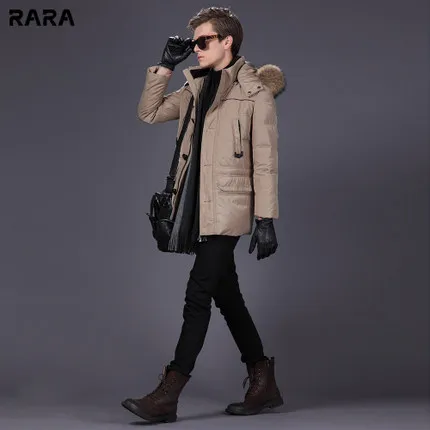 Best price at $144 Cheap 2015 Hot New Thicken Warm Men Down jacket Coat Parkas Cold Outerwear Hooded Plus Size 3XXXL Leisure Slim Long Raccoon Fur collar