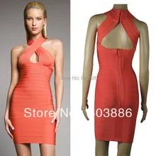 Sexy Verbandkleid Bodycon Kleid Cocktail Party Kleid orange HL020 # XS S M L
