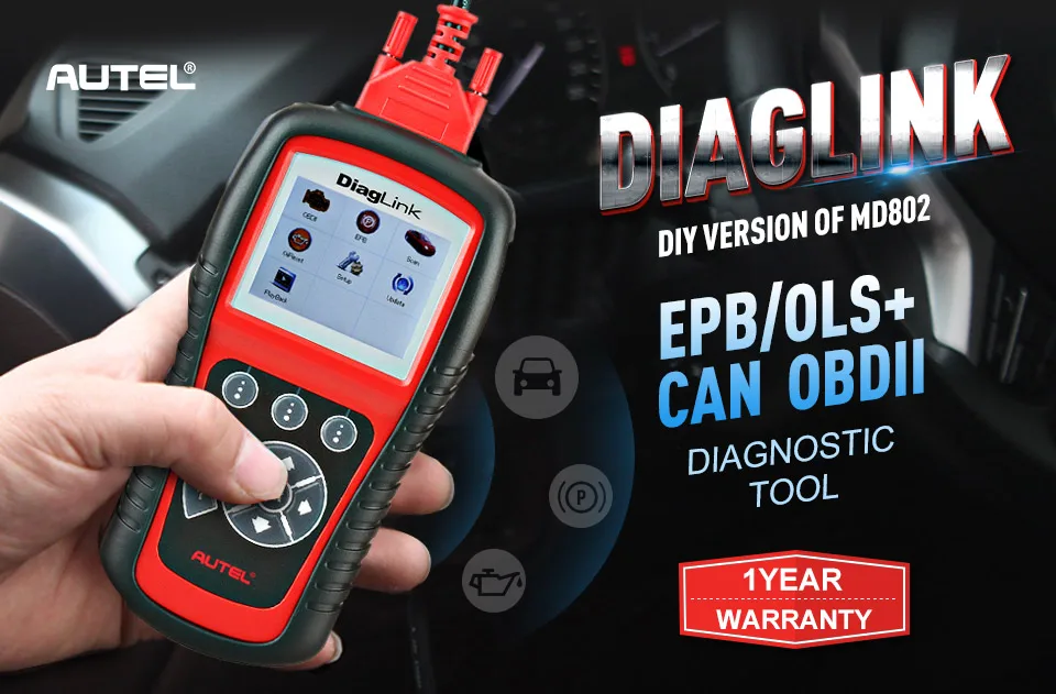 Autel Diaglink OBDII EOBD полный Системы Авто Бортовая Система диагностики 2 автомобиль код читателя как MD802 OBD2 масло сканера сброса EPB PK MD805