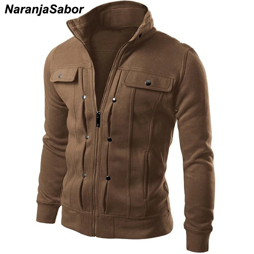 NaranjaSabor Spring Autumn Men's Cardigan Multi Button Hoodies Fashion Sweatshirt Casual Male Track