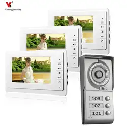 Yobang безопасности 3 квартира 7 дюймов видеодомофон видео домофон ИК Ночное видение открытый Камера для дома безопасности Системы