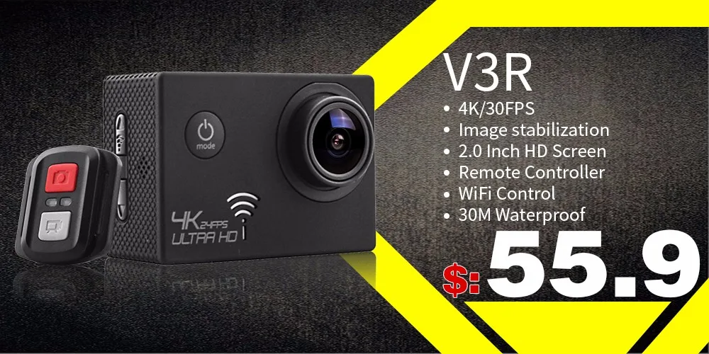 RUISVIN AT300 плюс экшн-камера Full HD спортивная DV камера на шлем 4K WiFi DVR видеокамера 30 м Дайвинг Go Водонепроницаемая профессиональная спортивная камера