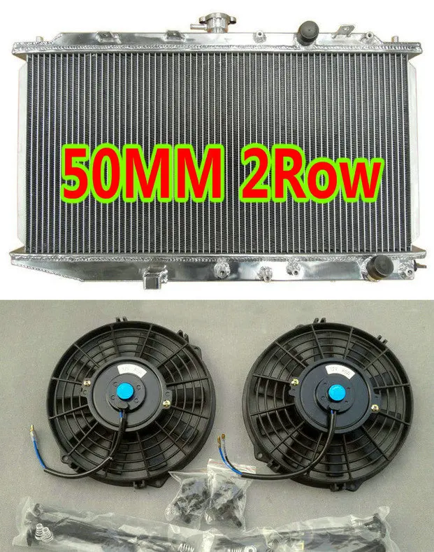 Алюминиевый радиатор для 1987-1991 Honda Civic ED CRX EF EE Si HF DX EX RT CR-X 1.5L& 1.6L D15 D16 I4 двигатель MT+ кожух вентилятора - Цвет: Radiator And Fans
