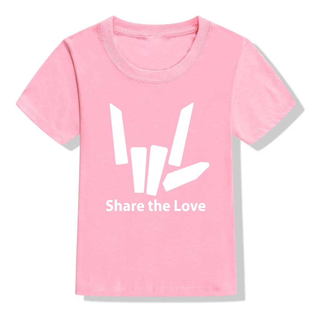 Share The Love Print New Fashion Childrens Tees Boys O-neck Short Sleeves Shirt Girls Fashion Street Style Soft Tops Tshirt