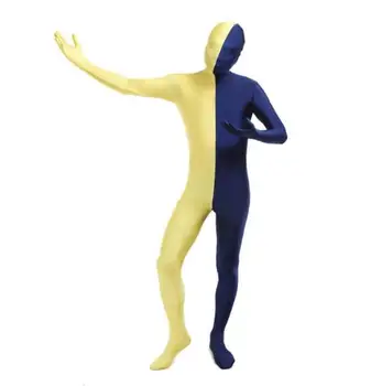 

Blue And Yellow Zentai Spandex Lycra Full Body Second Skin Suit