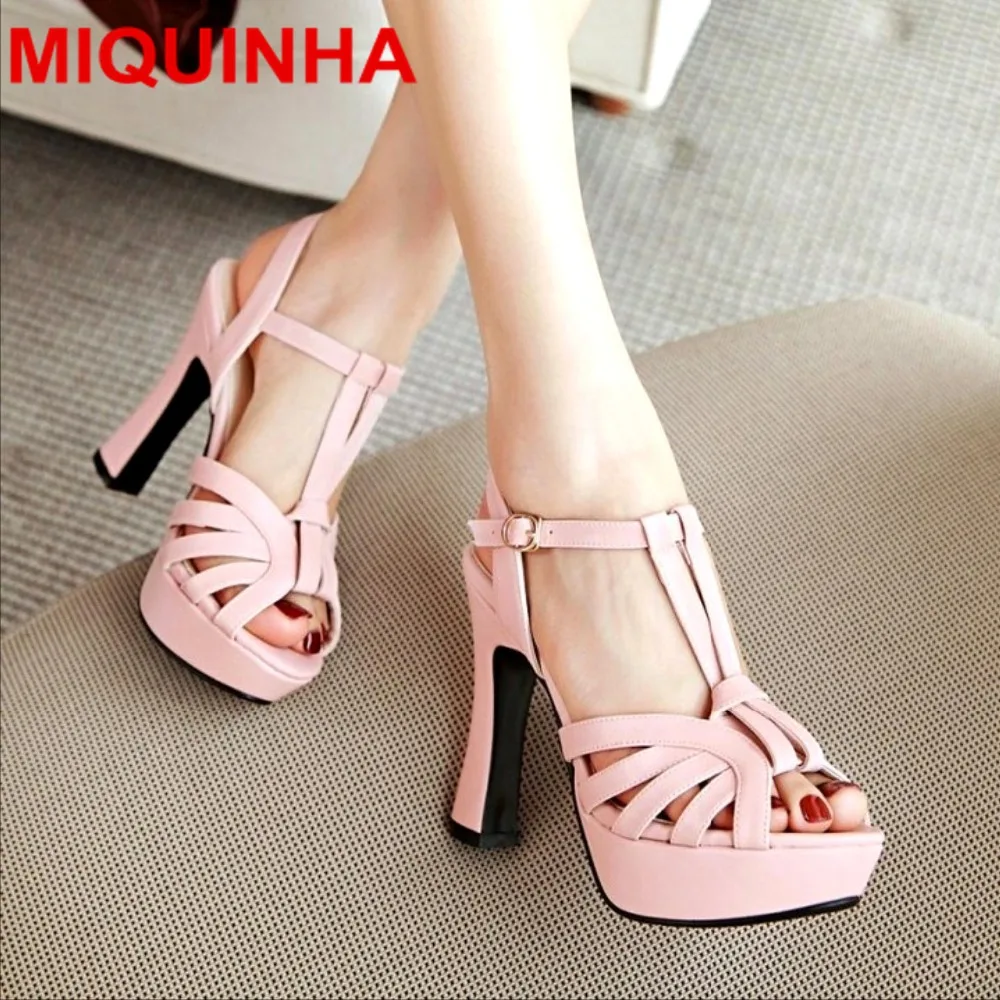 

MIQUINHA Luxury Brand Peep Toe High Heel Women Lady Star Sandals Mujer Sandalia Hallow Out Buckle Design Gladiator British Style