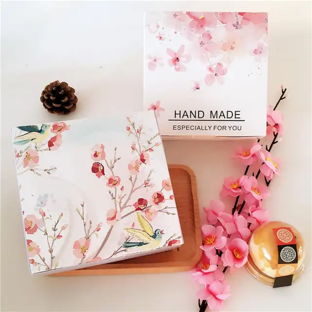 20pcs pink flower design paper box for cheese candy cookie gift