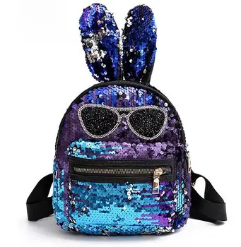 

Joyloading 3D Rabbit Ear Scale Sequins Girls Solid Color Backpack Girls Children Pack
