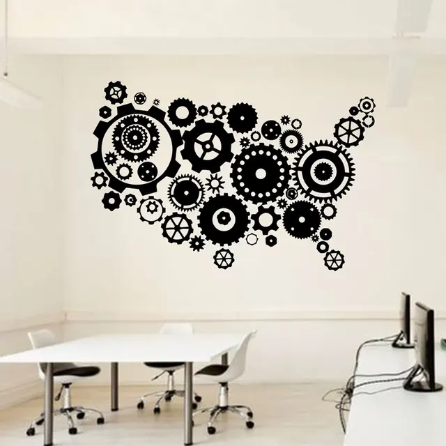 Bureau Usa Carte Sticker Mural Idée Travail En équipe Ouvrier