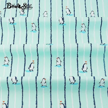 

Booksew 100% Cotton Twill Fabric Fat Quarter Penuins Design Quilting Mint Green Baby Bedsheet Craft DIY Patchwork Dolls Cloth CM