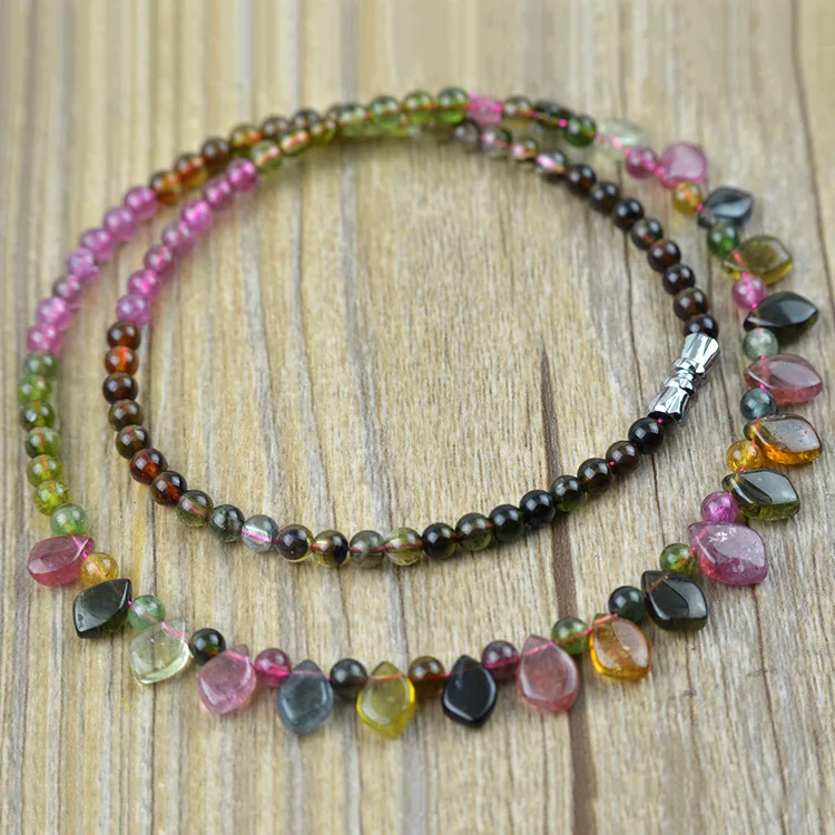 

Grade AAA Natural tourmaline Crystal beads necklace jewelry bijoux vintage collier necklace women beads 3mm-4mm with certificate