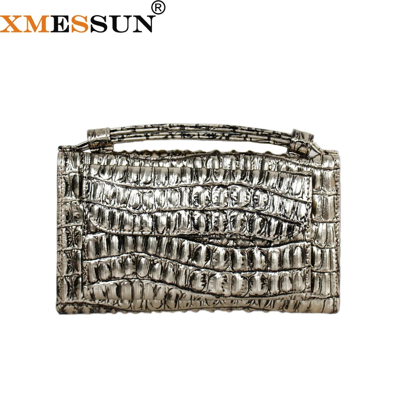

Hot Women Messenger Bags Gold Crocodile Pattern Patent Genuine Leather Handbag Long Wallet Envelope Clutch Bag for Woman 2019