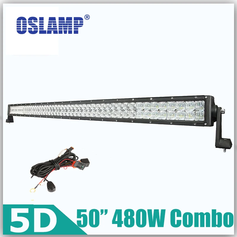 

Oslamp 480W 50" 5D CREE Chips Straight Light Bar Led OffRoad Driving Light Combo 12v 24v 4X4 Truck SUV ATV Car Led Bar 50inch