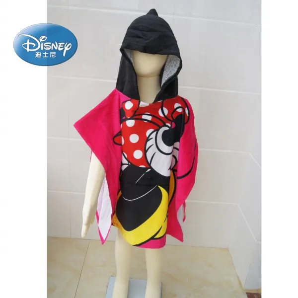 Disney 100% хлопок Дети с капюшоном банное/пляж Полотенца малыш мультфильм красный Минни Микки Мышь мягкие полотенце-накидка для суммирования