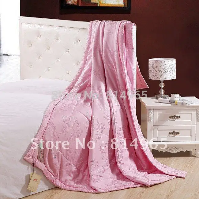 Шелк тутового наполнителя летнее тёплое одеяло 100GSM розовый ручной работы королева 210X210 см или сделать любой размер