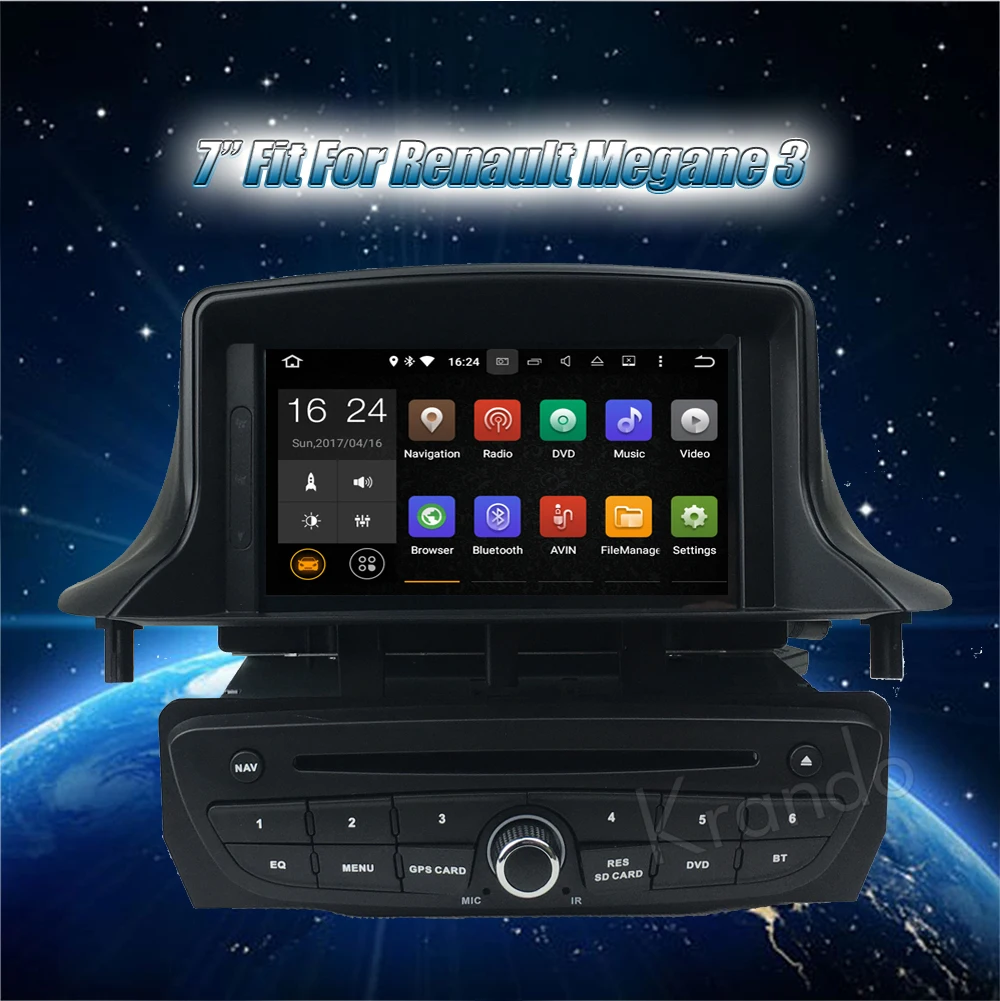 Clearance Krando 7" Android 9.0 car navigation multimedia system for Renault Megane 3 audio radio gps dvd player WIFI 3G DAB+ 1