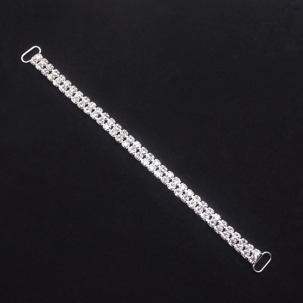 Гламурные 2 ряда 10 шт 160 мм полностью прозрачный Кристалл Стразы Соединительные элементы для бикини пряжка металлическая цепь для плавания одежда украшения для бикини