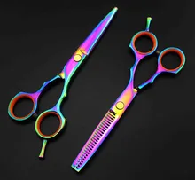 professional 5.5inch Japan 440c rainbow thinning shears cutting barber cut hair scissors set hairdressing scissors Free shipping