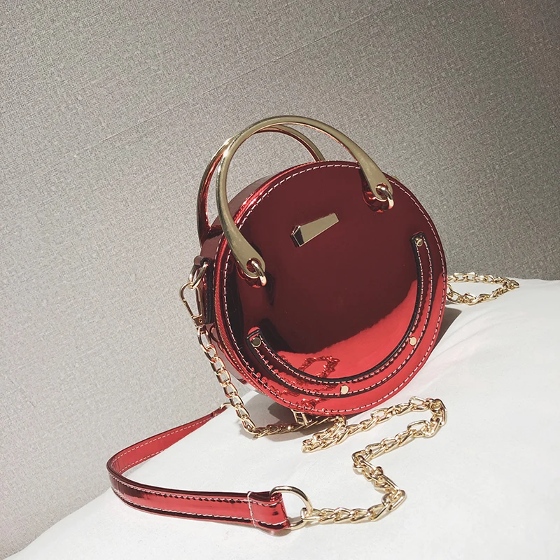 

2018 new bright laser summer messenger bag round Powerpuff Girls chain crossbody bag women's shoulder bags