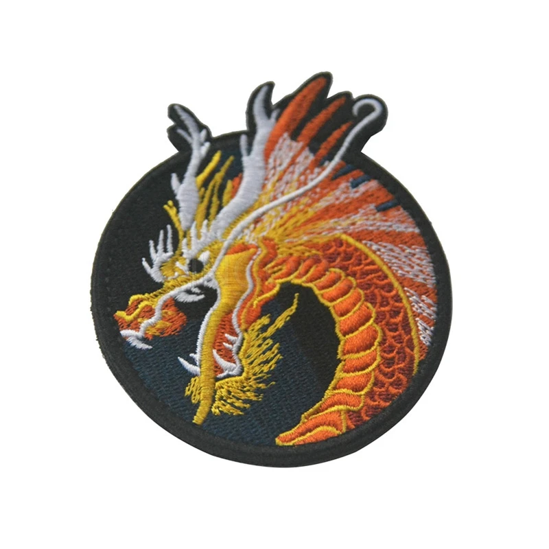 3D Китайский дракон, вышивка патч армейский крючок и петля крепежа Боевая нашивка эмблема значки аппликации вышивка нашивки