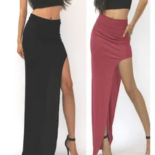 50 шт./лот Fedex Быстрая богемные Для женщин Длинная юбка Леди Открыть Сторона Вилы Разделение юбка Винтаж Высокая талия юбка с разрезом