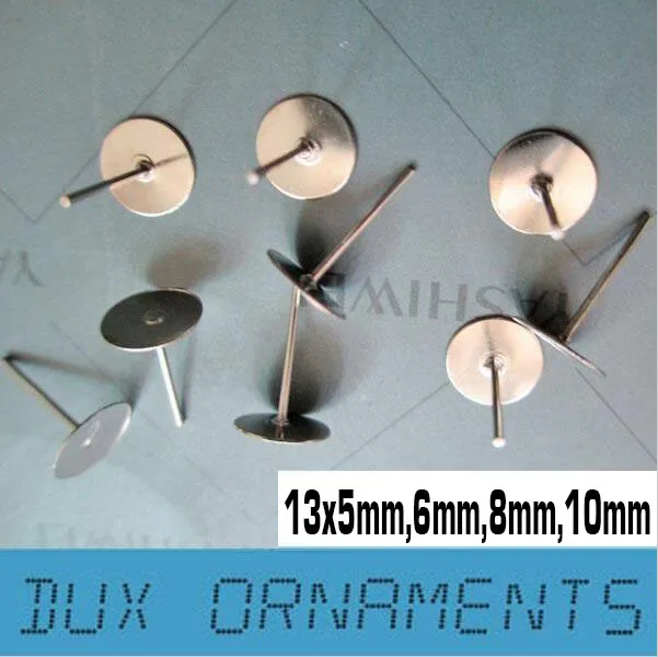 

5mm6mm8mm10mm Wholesale Platium Plated Flat Base Earring Stud Round Post Ear Stud Findings free shipping