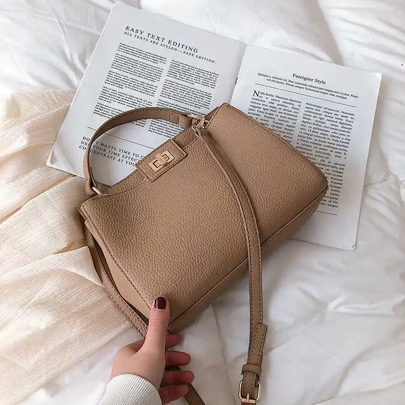 

Burminsa Summer Grained Soft Women Messenger Bags Unique Design Small Handbags PU Leather Female Shoulder Bags 2019 Beige Khaki