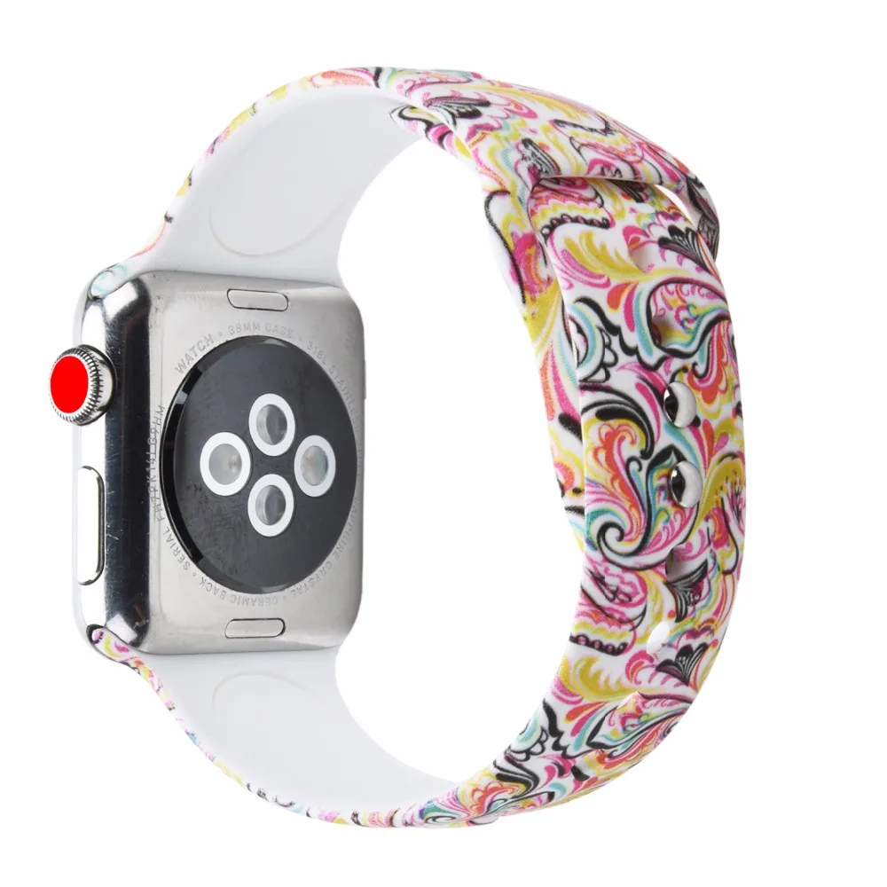Bemorcabo для Apple Watch Band 44 мм 38 42 40 мягкий силиконовый ремешок с цветочным узором 4 3 2