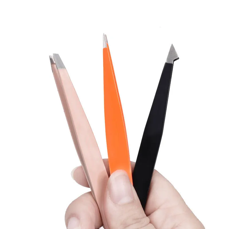 

Stainless Steel Tweezers Eyebrow Clamp Electroplating Forceps Oblique Eyebrow Tweezers of High Quality Makeup