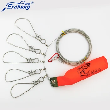 

Erchang Fish Lock 6m Stainless Steel Line 5pcs Live Fish Buckle Pesca Accessories Fishing Tackle Tool Chain Stringer